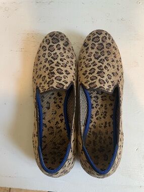 Rothy's Leopard Print Flats with Blue Trim
